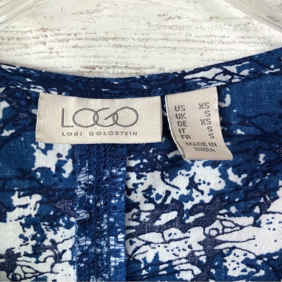 *3/$20* LOGO by Lori Goldstein Mixed Print Ikat Peplum Tunic Blouse XS - Picture 4 of 6